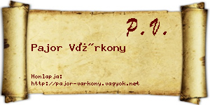 Pajor Várkony névjegykártya